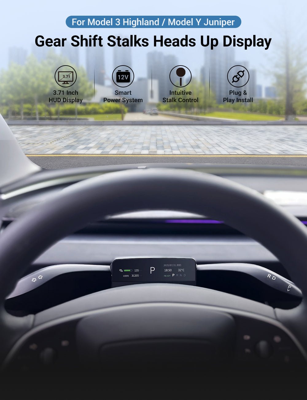 Gear Shift Stalks Heads Up Display for Model 3 Highland / Model Y Juniper | TESERY