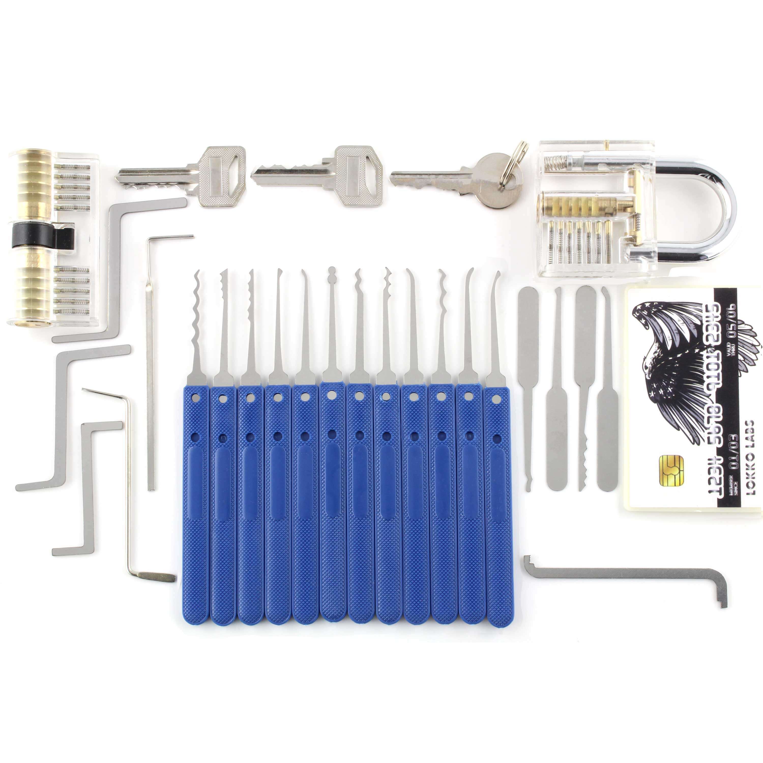 Lock Pick Set - Ideal for Beginners: Lock Picks by LOKKO, Practice Locks, Covert Kit + How-to Guide