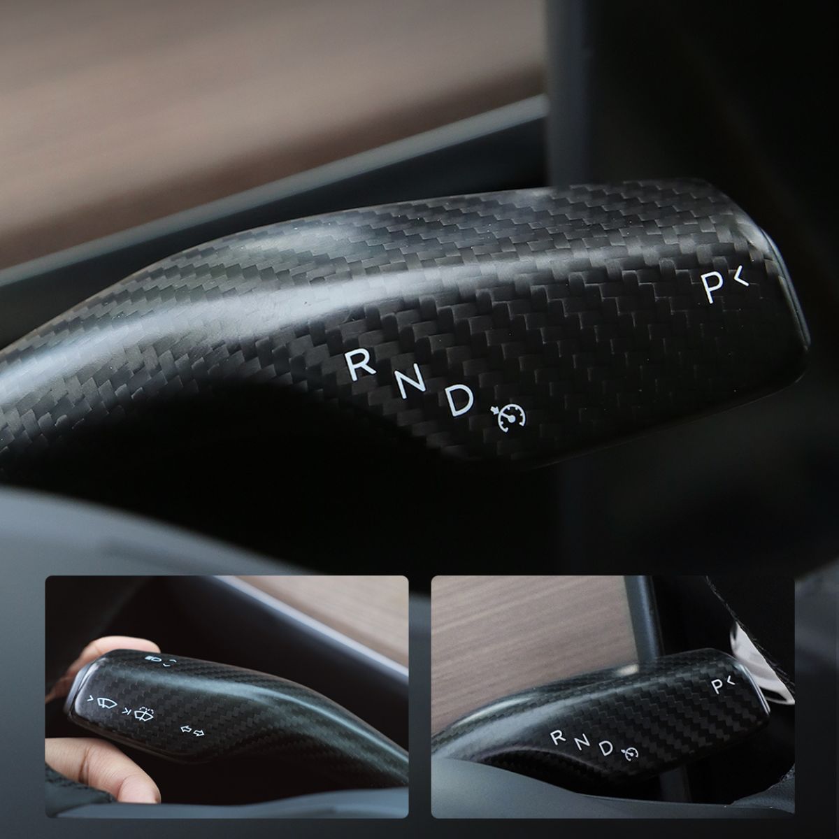 TESERY Model 3 / Y Stalks Turn Signal Cover - Dry Carbon Fiber Interior Mods