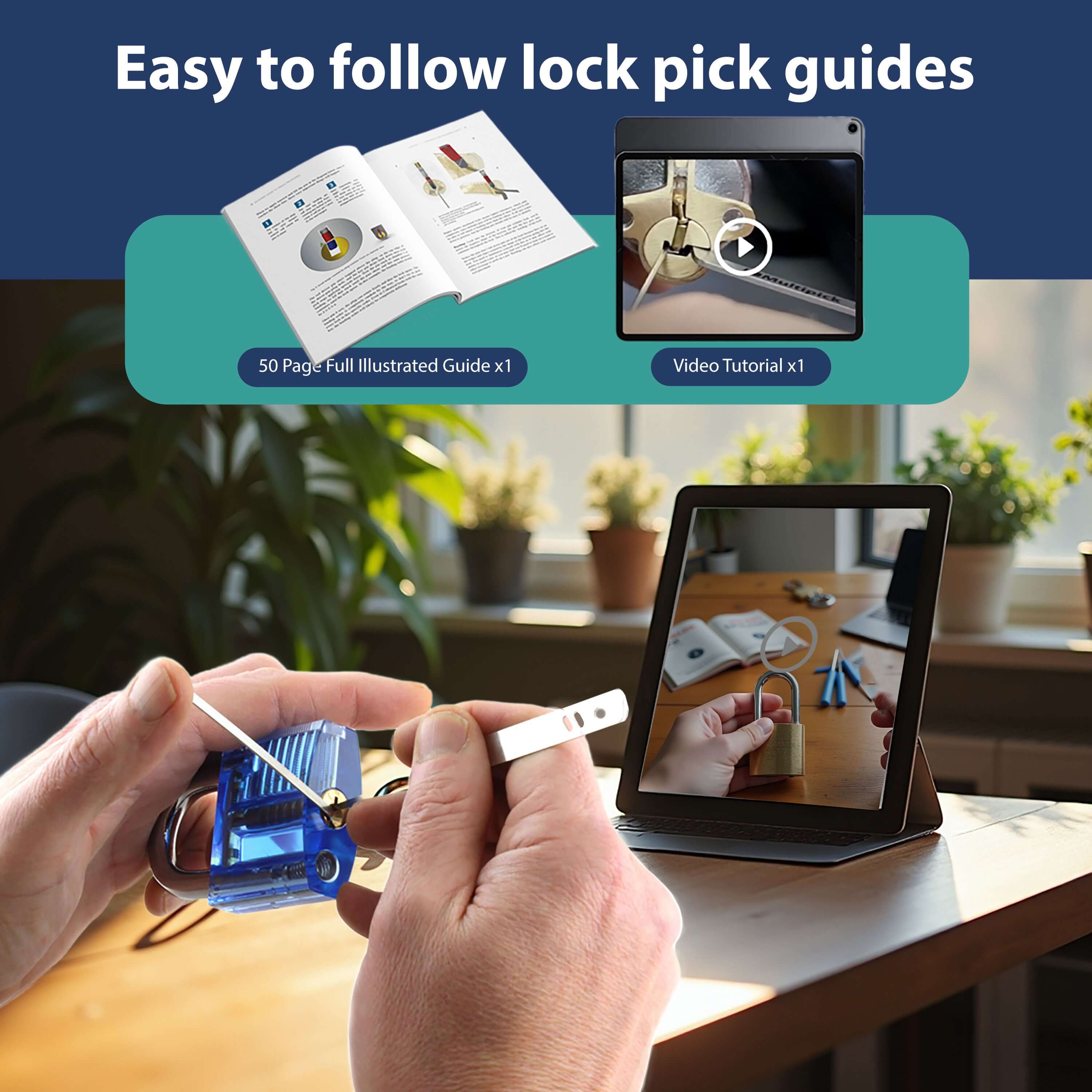 Lock Pick Set - Ideal for Beginners: Lock Picks by LOKKO, Practice Locks, Covert Kit + How-to Guide
