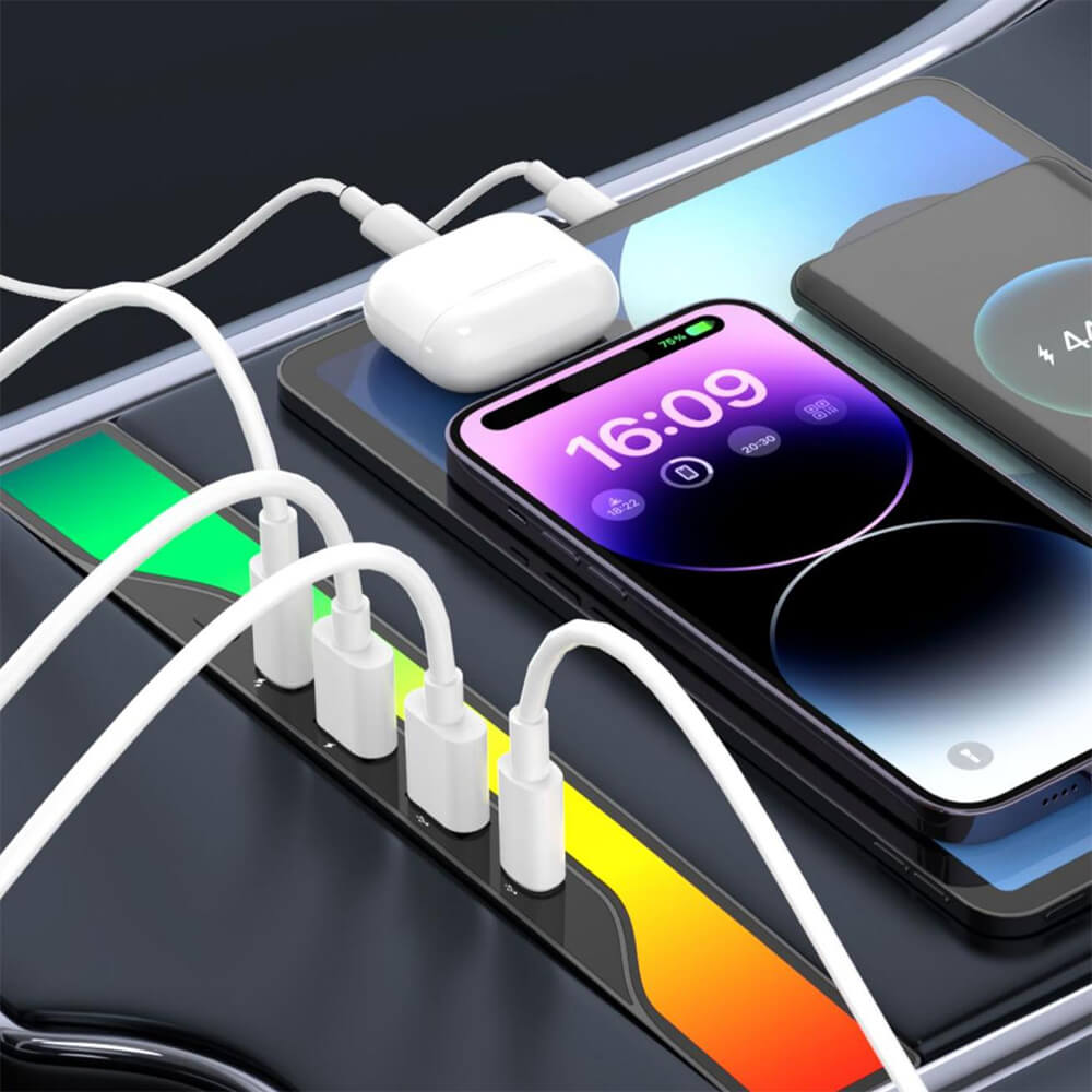 Center Console USB Hub with Ambient Lighting for Model 3 Highland/ Model Y Juniper | TESERY