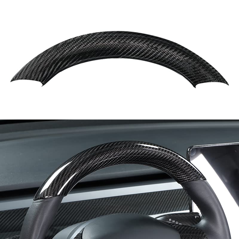 Upper / Lower Cover Steering Wheel Accessories for Tesla Model 3 / Y - Carbon Fiber Interior Mods