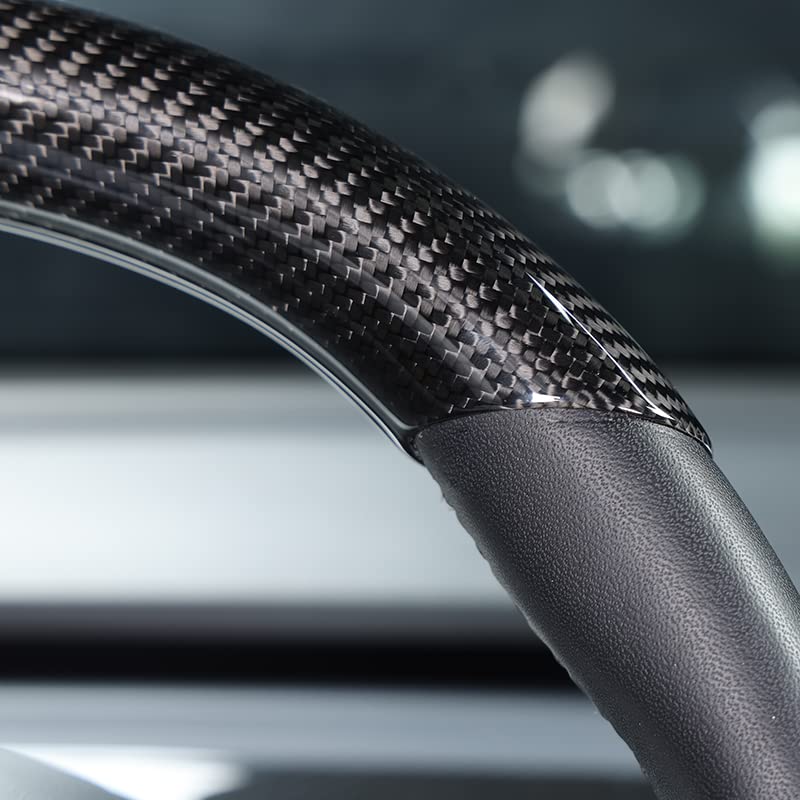Upper / Lower Cover Steering Wheel Accessories for Tesla Model 3 / Y - Carbon Fiber Interior Mods