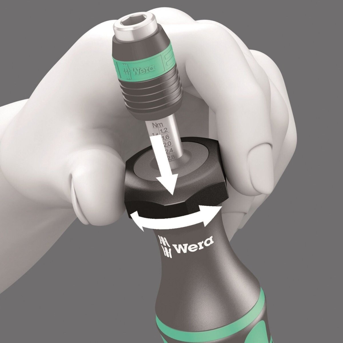 Wera 7400 Kraftform Adjustable Torque Screwdriver 1.2 - 3.0 Nm 1/4