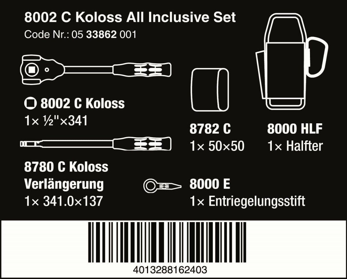 Wera 8002 C Koloss All Inclusive Socket Wrench Set 1/2