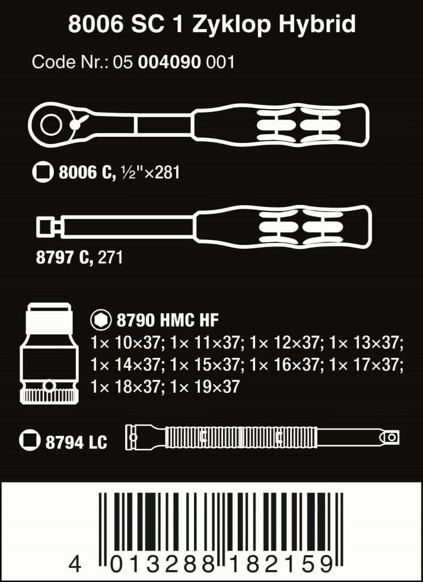 Wera 8006 SC 1 Zyklop Hybrid Ratchet Set 1/2