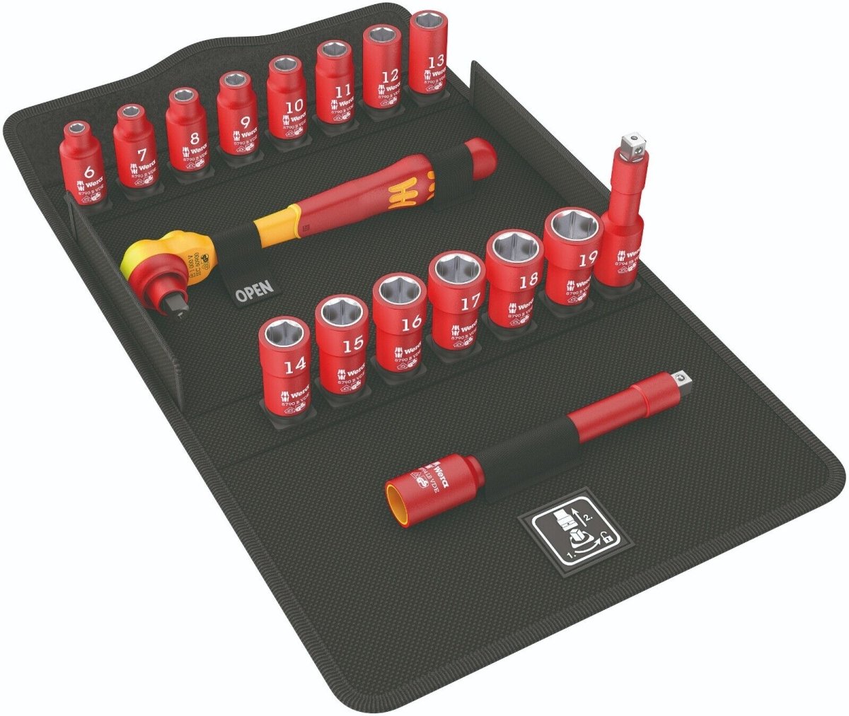 Wera 8100 SB VDE Insulated Socket Wrench Set 3/8