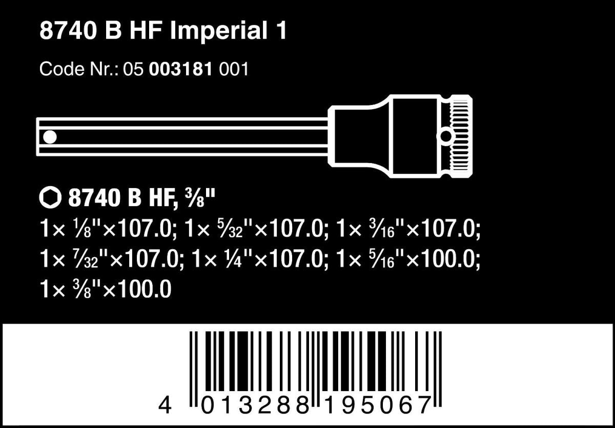 Wera 8740 B HexPlus HF 1 Zyklop Socket Set 3/8