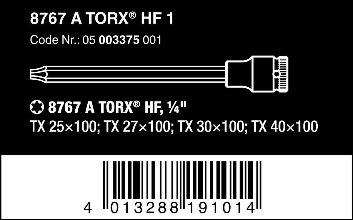 Wera 8767 A TORX® HF 1 Zyklop Socket Set 1/4