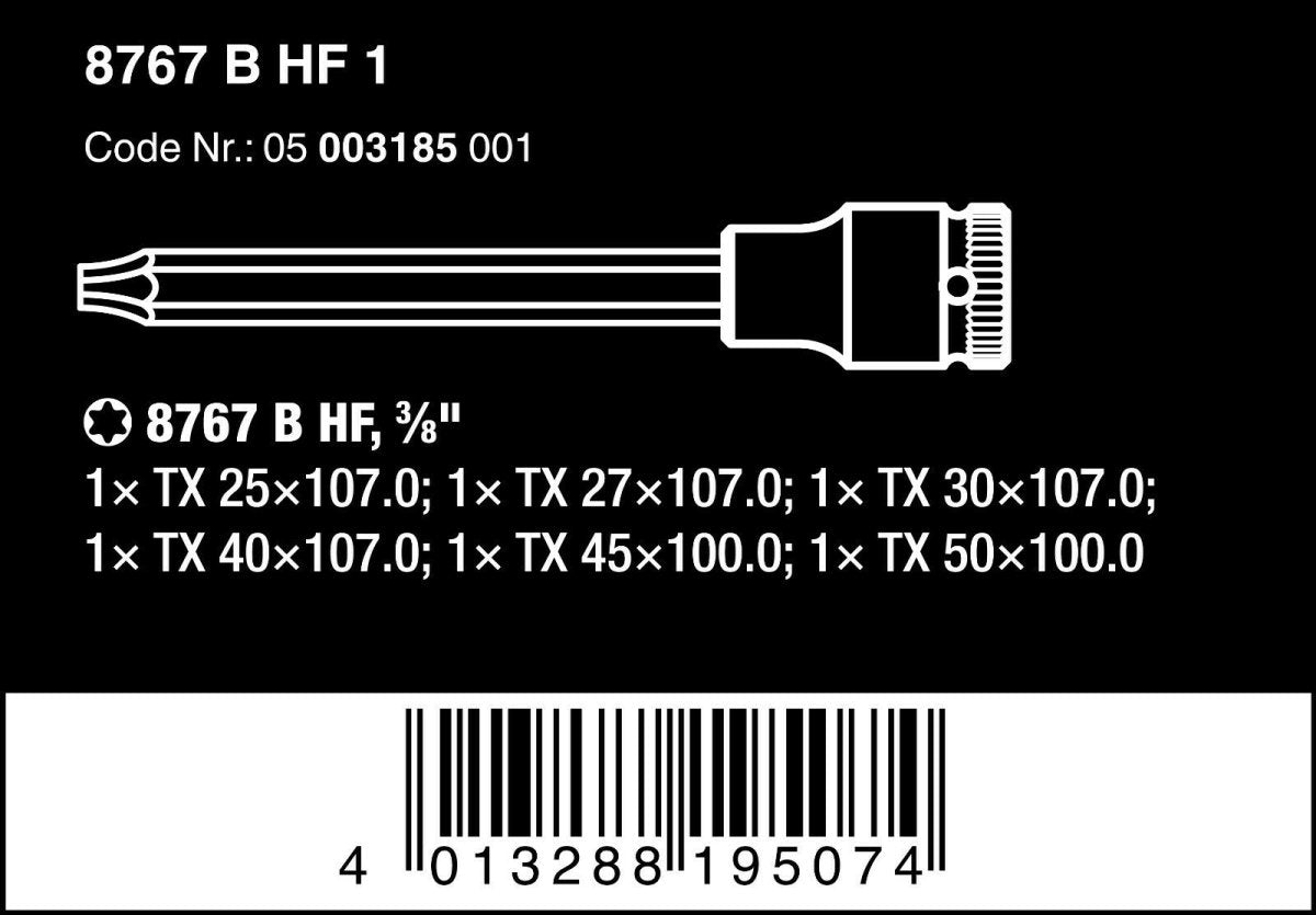 Wera 8767 B TORX® HF 1 Zyklop Socket Set 3/8
