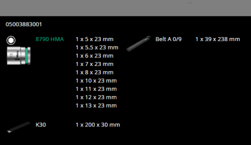 Wera 8790 HMA Belt 4 Zyklop Socket Belt Set 1/4