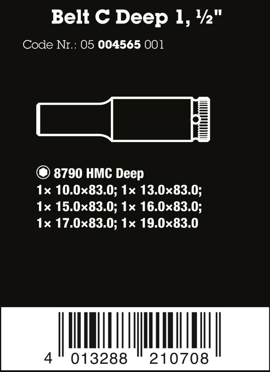 Wera 8790 HMC Belt C Deep 1 Socket Set 1/2