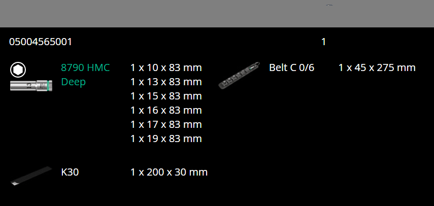 Wera 8790 HMC Belt C Deep 1 Socket Set 1/2