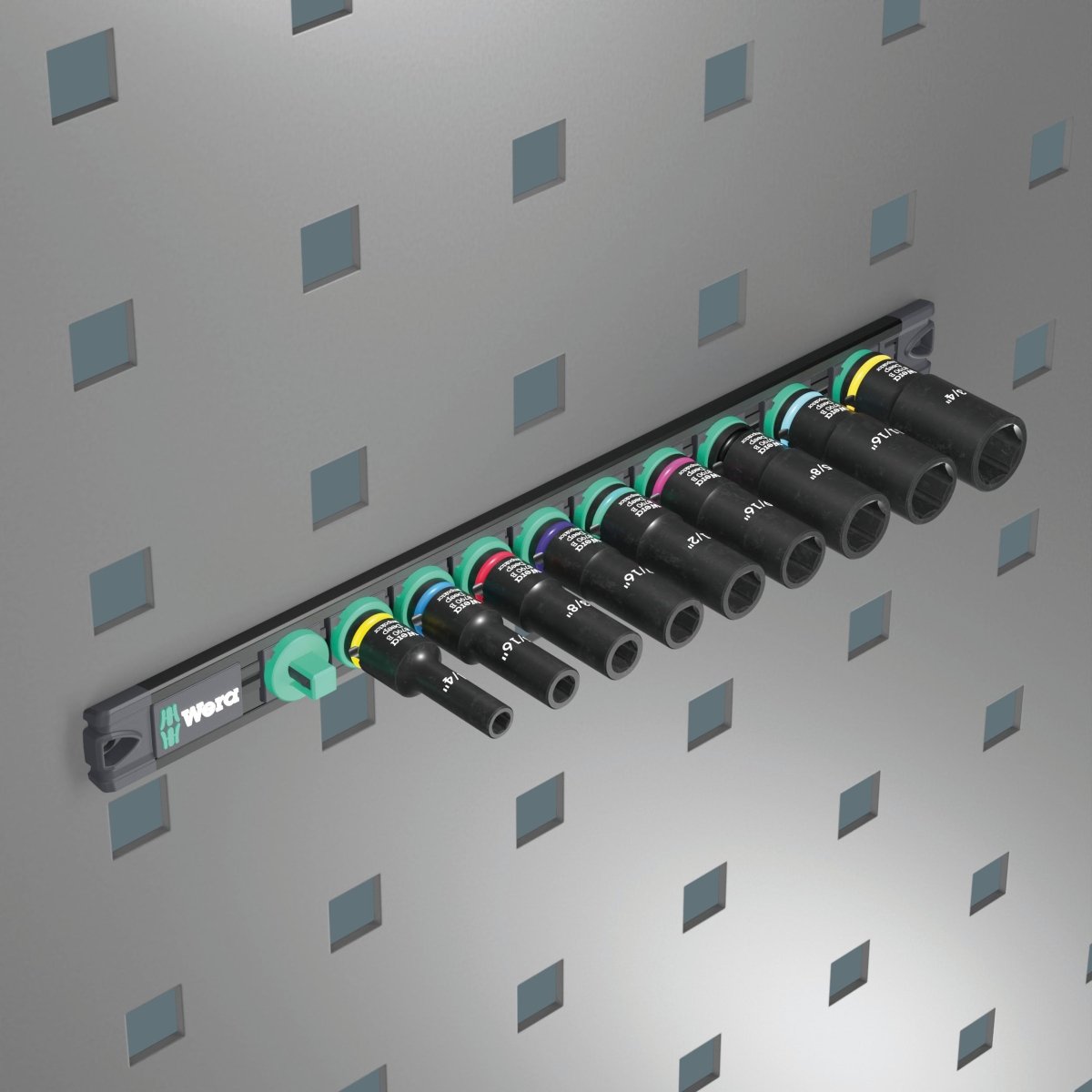 Wera 9661 Magnetic Rail B Impaktor Deep Imperial 1 Socket Set 3/8