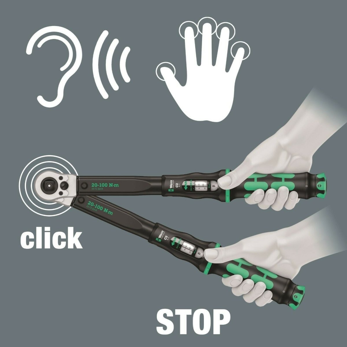 Wera Click-Torque C 3 R/L Torque Wrench 40 - 100 Nm 1/2