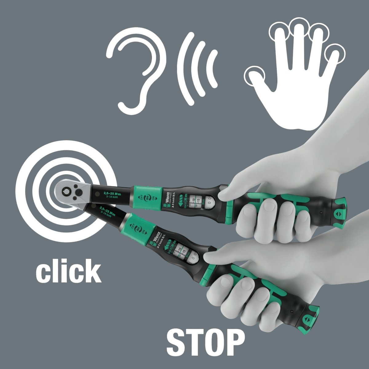Wera Click-Torque Lock A 5 R/L Torque Wrench 2.5 -25 Nm 1/4
