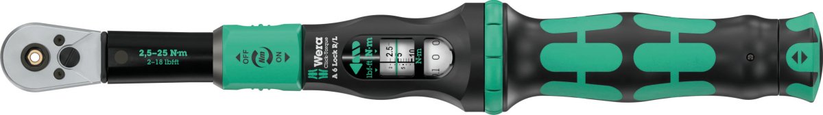 Wera Click-Torque Lock A 6 R/L Torque Wrench 2.5 -25 Nm 1/4