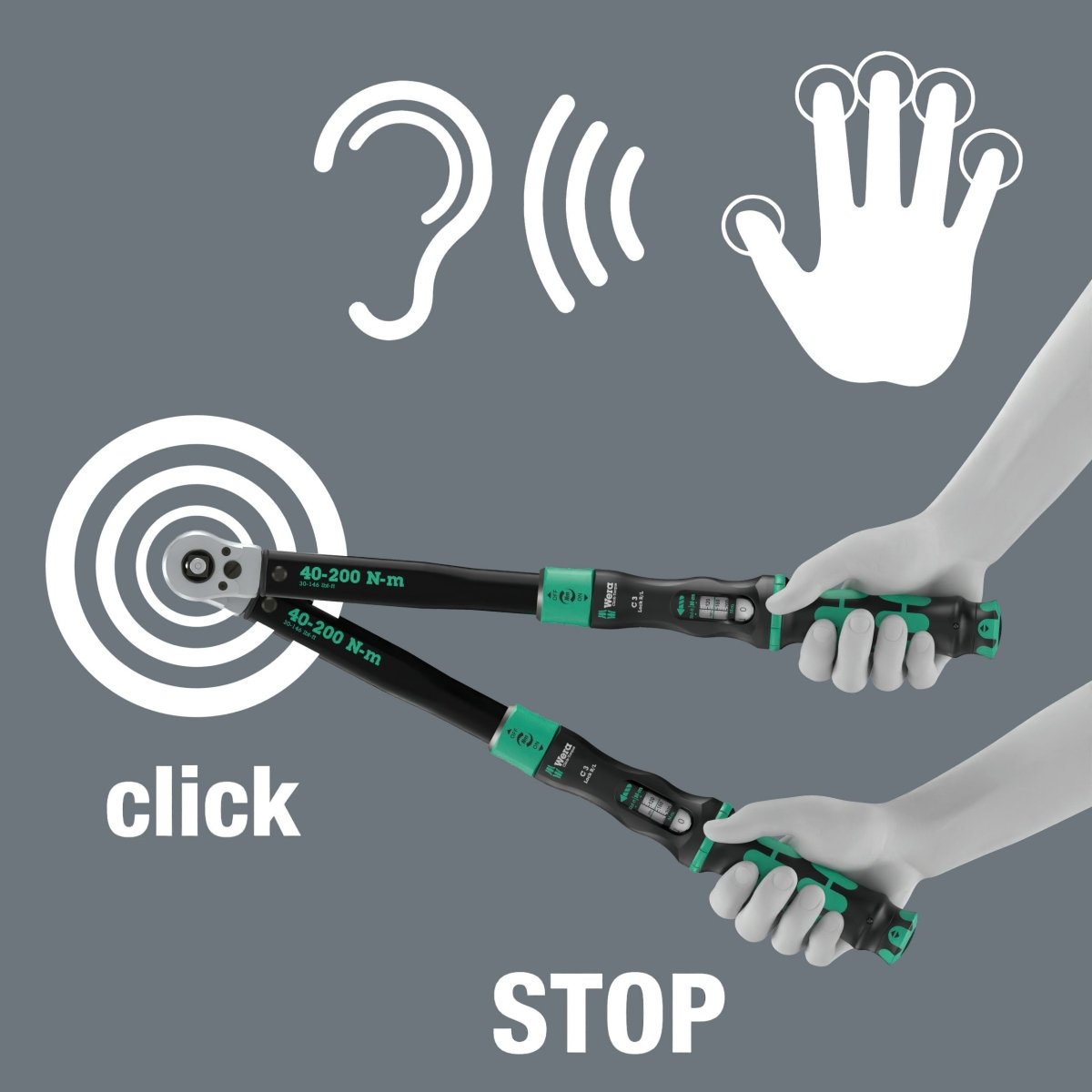 Wera Click-Torque Lock C 3 R/L Torque Wrench 40 - 200 Nm 1/2
