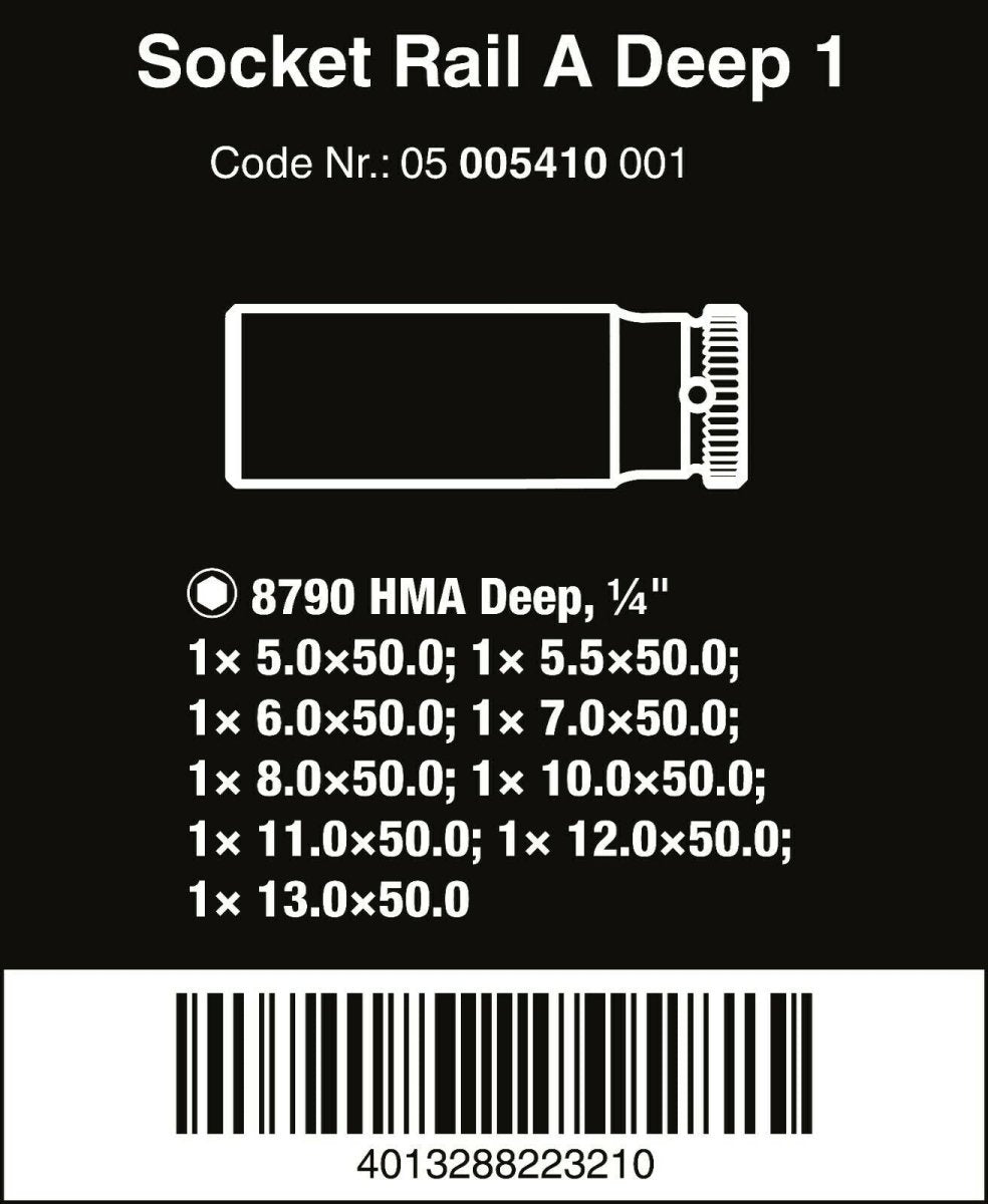 Wera Zyklop Magnetic Socket Rail A Deep 1 Set 1/4