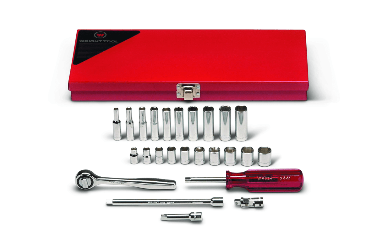 Wright Tool 6 Point Standard & Deep Socket Set 25 Piece 1/4