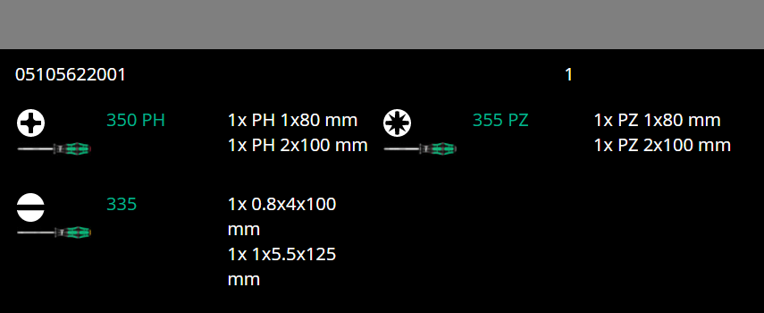 Wera 335/350/355/6 Kraftform Plus Lasertip Screwdriver Set 6 Piece 05105622001