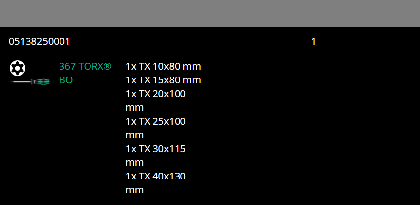 Wera 367/6 BO Kraftform Plus Security TORX® Screwdriver Set 6 Piece 05138250001
