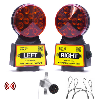 Wireless Magnetic Trailer Tow Lights | 65 Foot Range | 4 Pin Round, 4 Pin Flat, or 7 Pin Flat