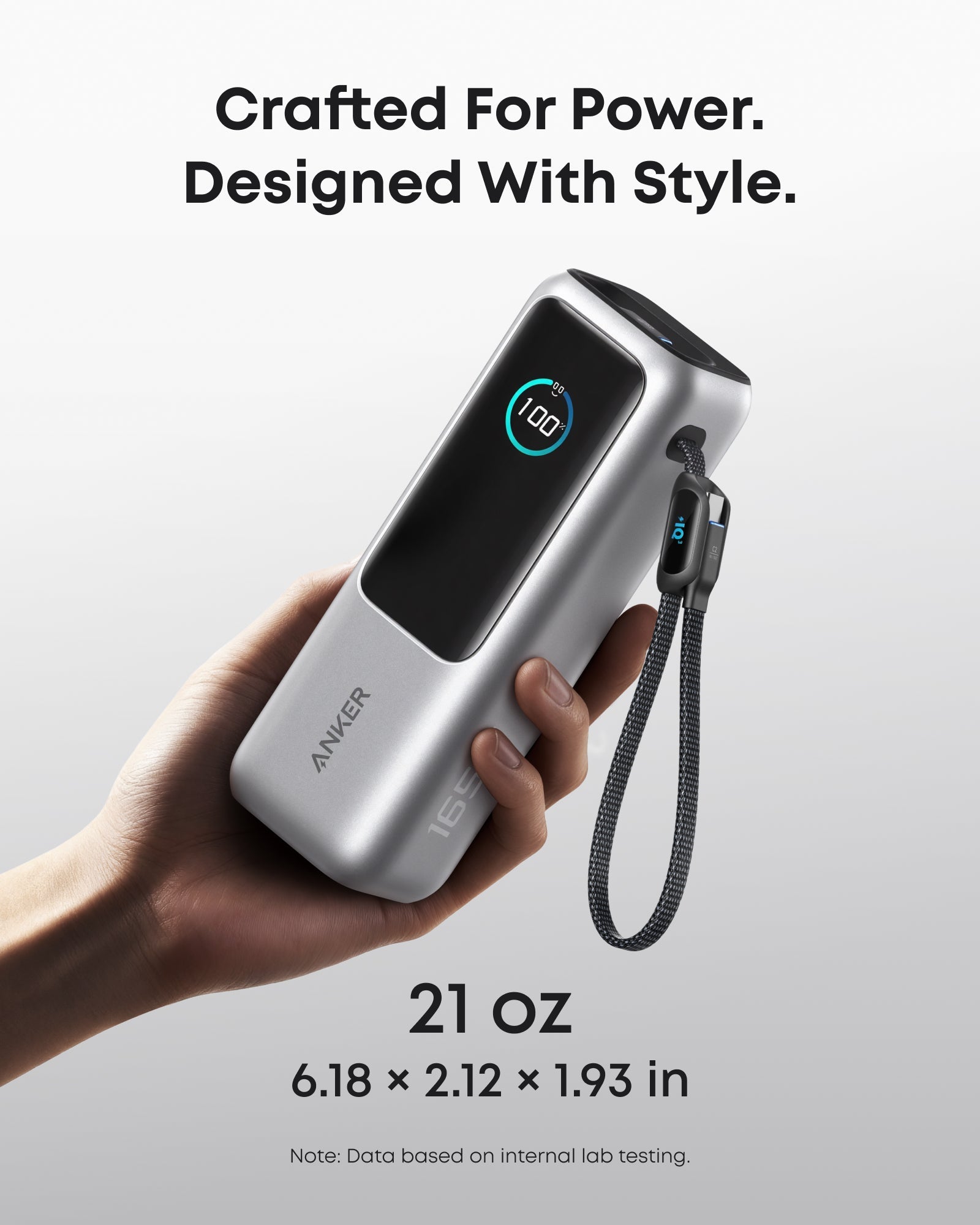 Anker Laptop Power Bank (25K, 165W, Built-In and Retractable Cables)