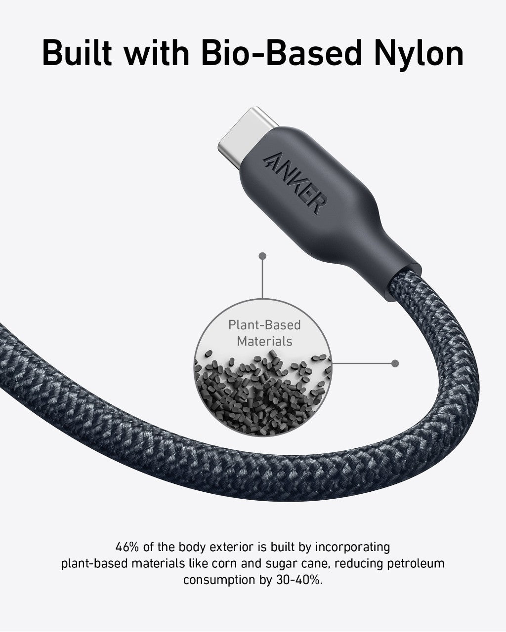 Anker <b>543</b> USB-C to USB-C Cable (Bio-Braided,6 ft)