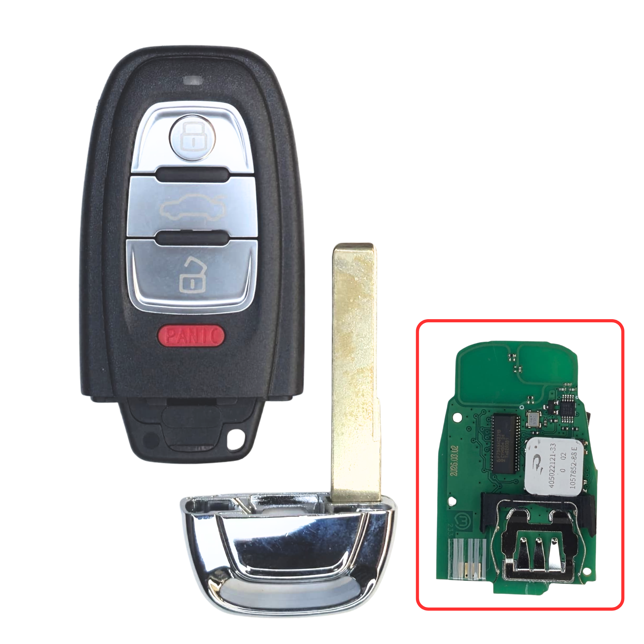 Audi 4 Button Smart Key with Comfort Access FCC ID:  IYZFBSB802, P/N: 8T0959754G, 315 MHz