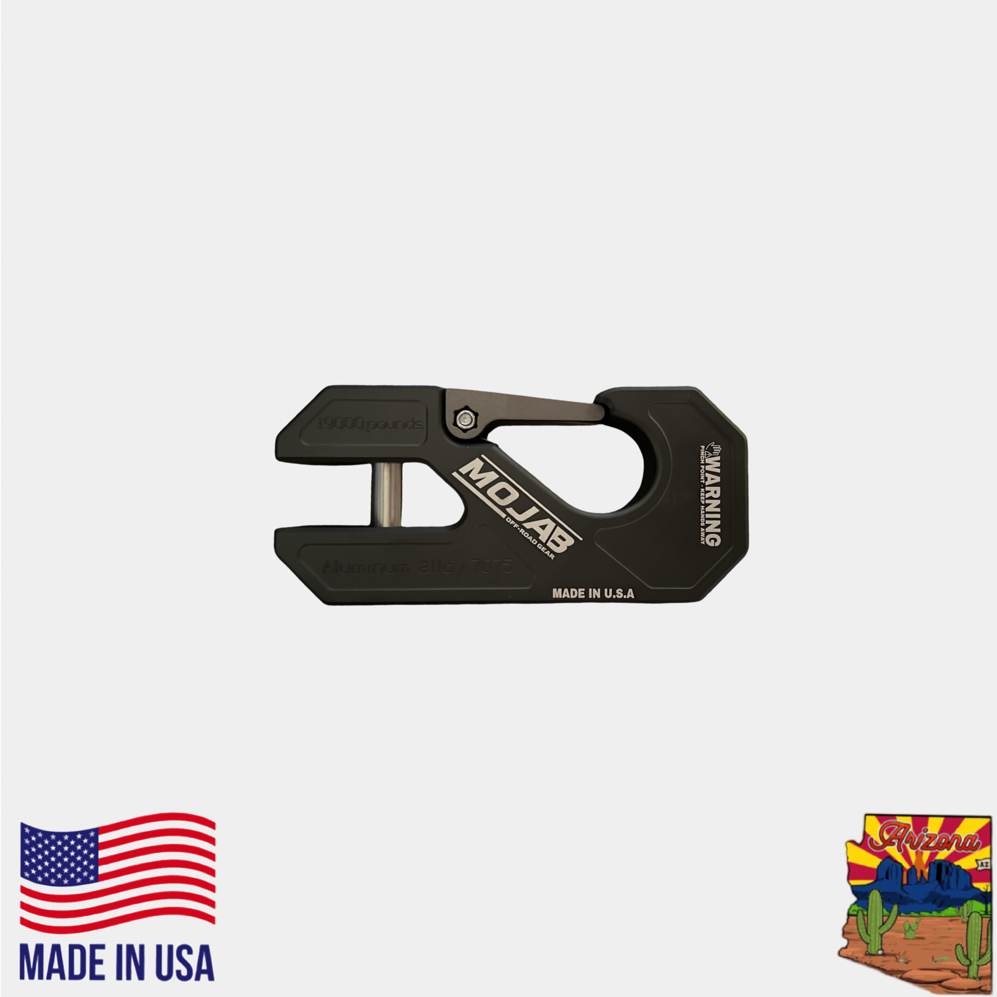 Aluminum winch shackle, closed latch (LIFE TIME WARRANTY*)