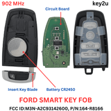 2017-2023 Ford F-Serie Smart Keyless Entry Key Fob Remote Transmitter,  5-Button  FCC ID: M3N-A2C93142600 (902 MHz)