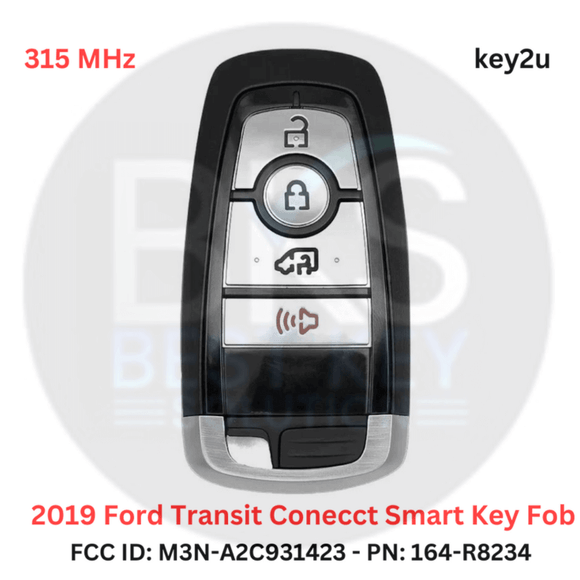 2019-2023 Ford Transit Connect Smart Key Fob Replacement Remote Transmitter M3N-A2C931423 / 164-R8234 (315 MHz).