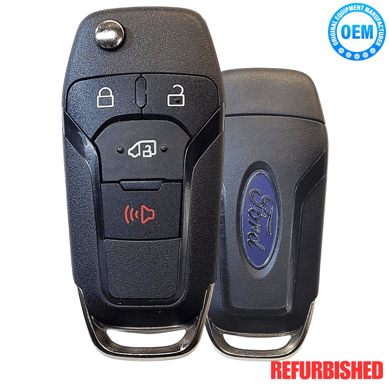 Ford Transit Remote Head Flip Key Fob, 4-Button FCC ID: N5F-A08TAA, P/N: 164-R8236, Key Blade HU101, OEM Refurbished Original with Logo (It Has Some