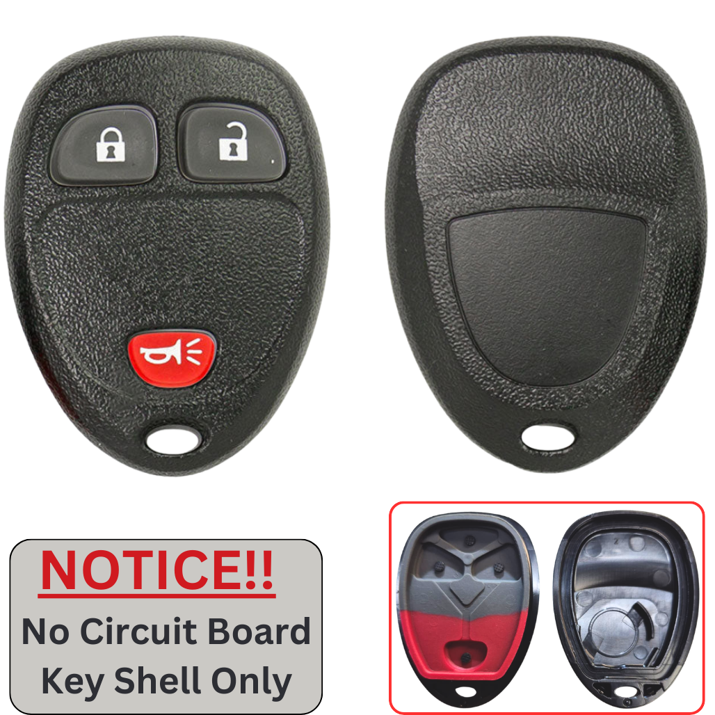 3-Button Remote Shell Replacement with Battery Holder for GM, GMC, Chevrolet (2007-2017) - FCC OUC60270/OUC60221. Grade A