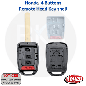 Honda Accord Civic 2013 - 2020 Durable Remote Head Key Shell Replacement 4-Button with blank key.