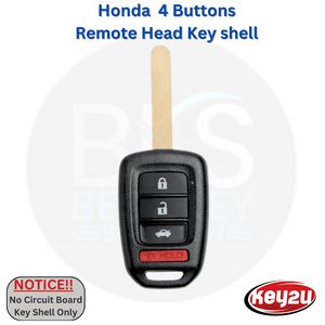 Honda Accord Civic 2013 - 2020 Durable Remote Head Key Shell Replacement 4-Button with blank key.