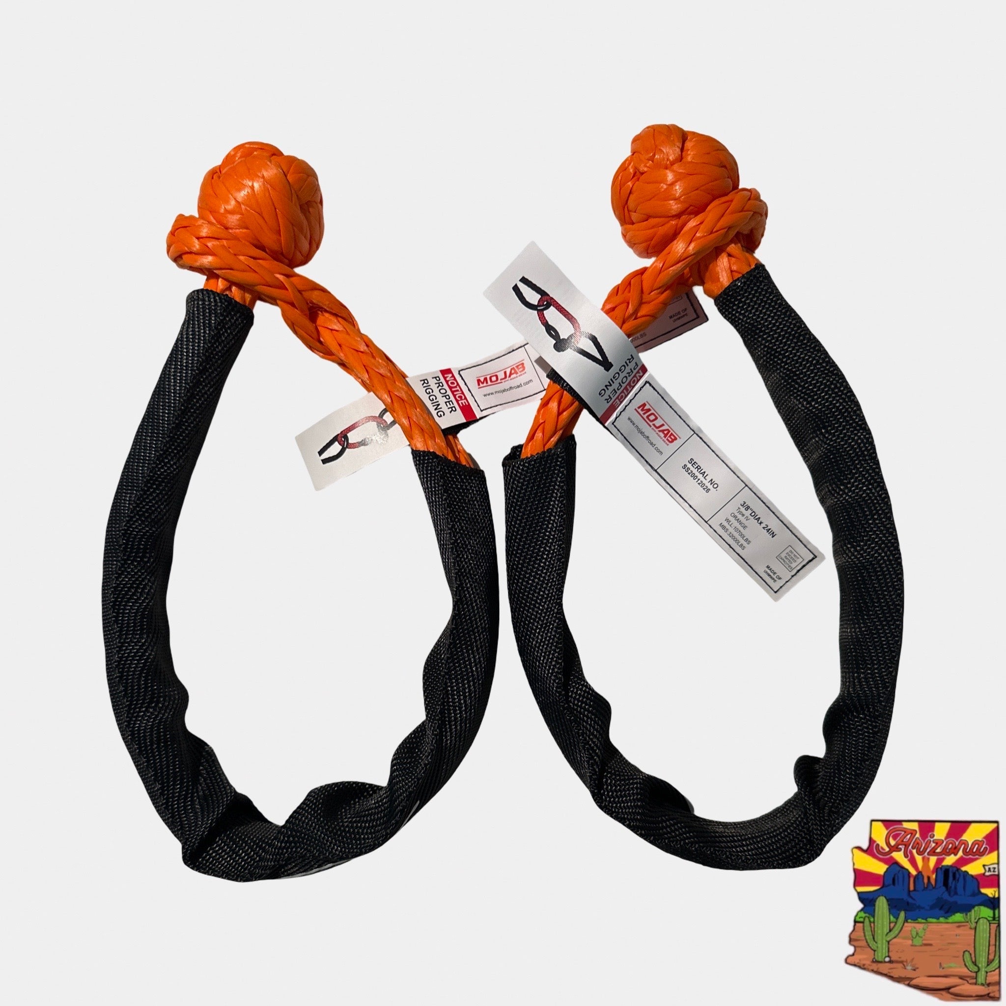 Soft Shackle 3/8'' x 22” with sleeve and bag (Set of 2 Shackles) (Lifetime Warranty)