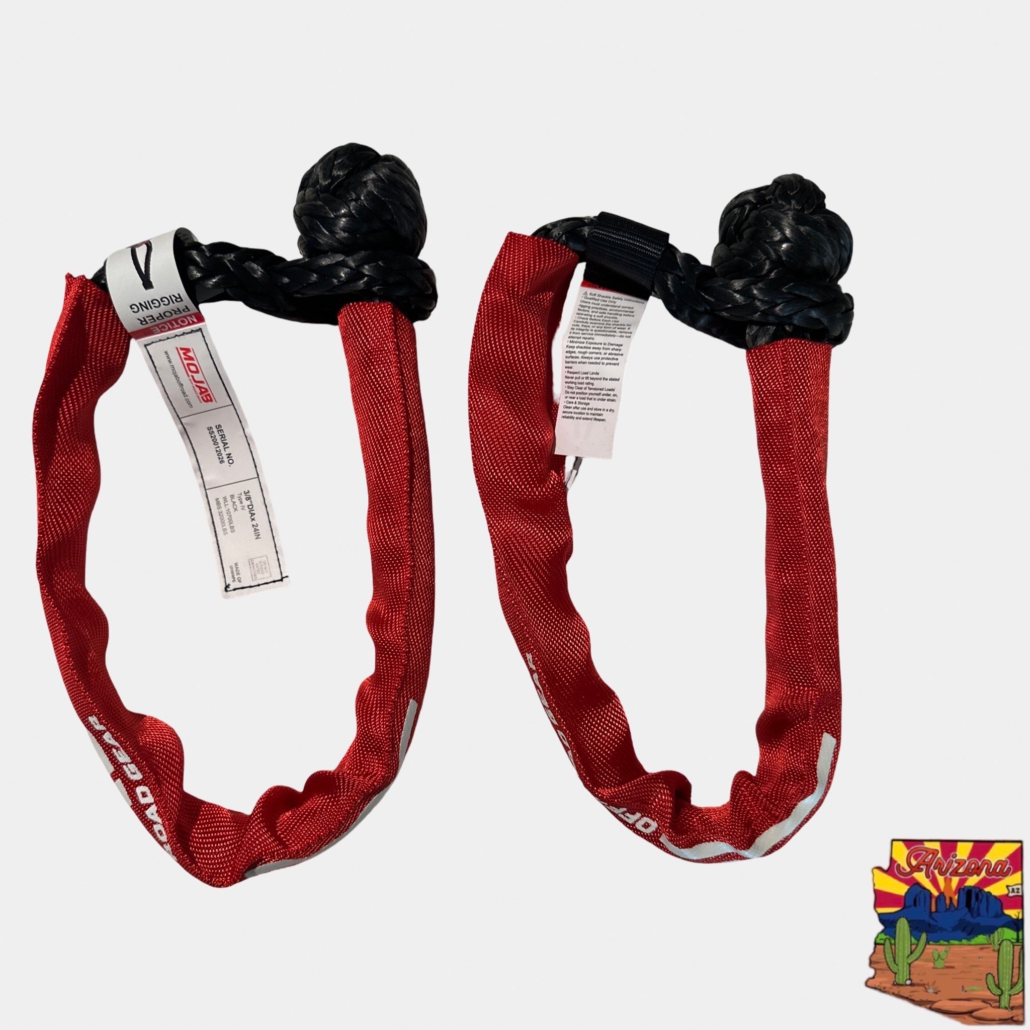 Soft Shackle 3/8'' x 22” with sleeve and bag (Set of 2 Shackles) (Lifetime Warranty)