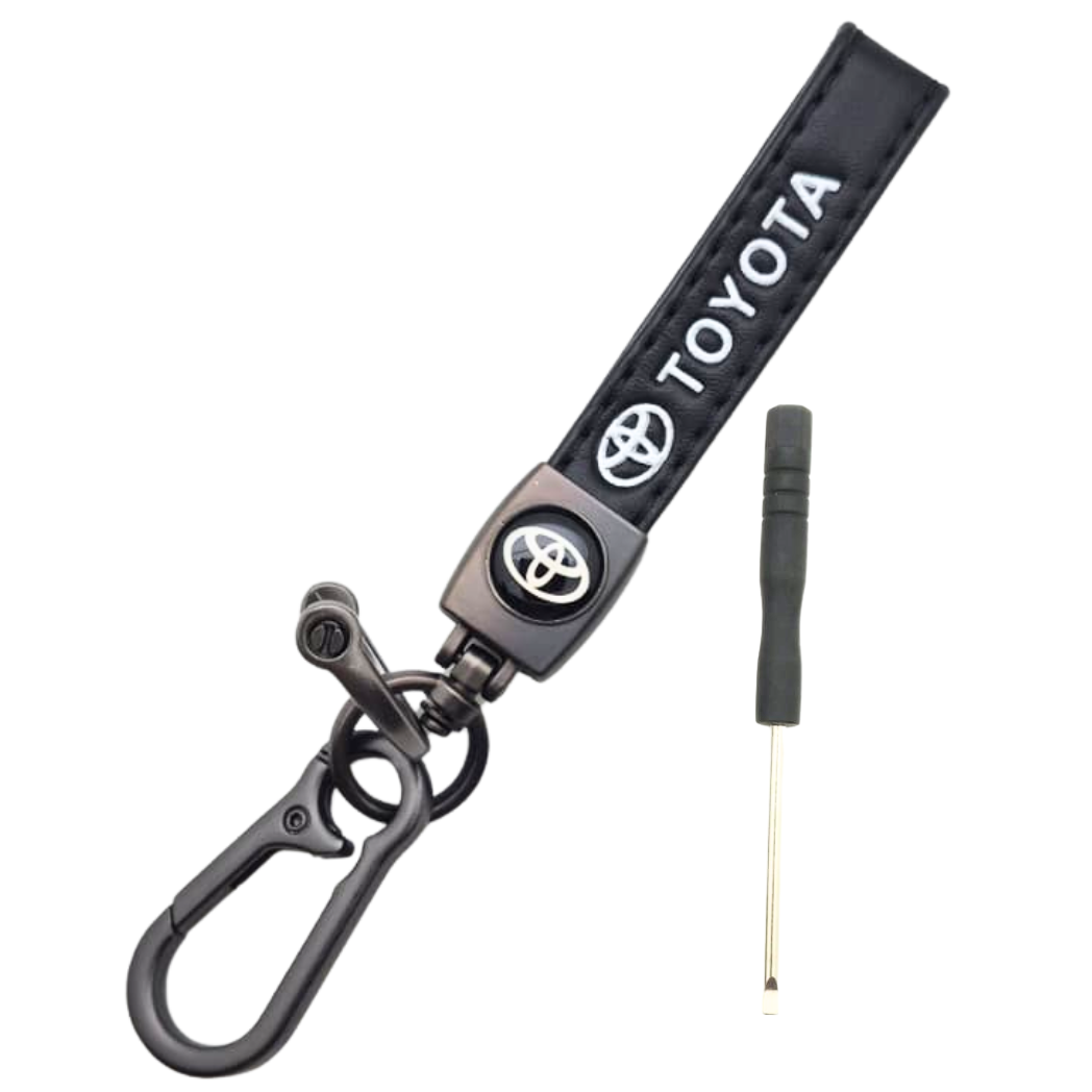 Toyota Style Custom Leather Car Brand Keychain with Anti-Lost D-Ring – Stylish Vehicle Brand Accessory
