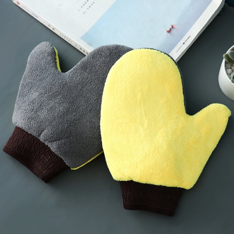 Bear Paw Coral Fleece Cleaning Gloves (2-Pack) | Scratch-Free | Lint-Free | 3 Colors