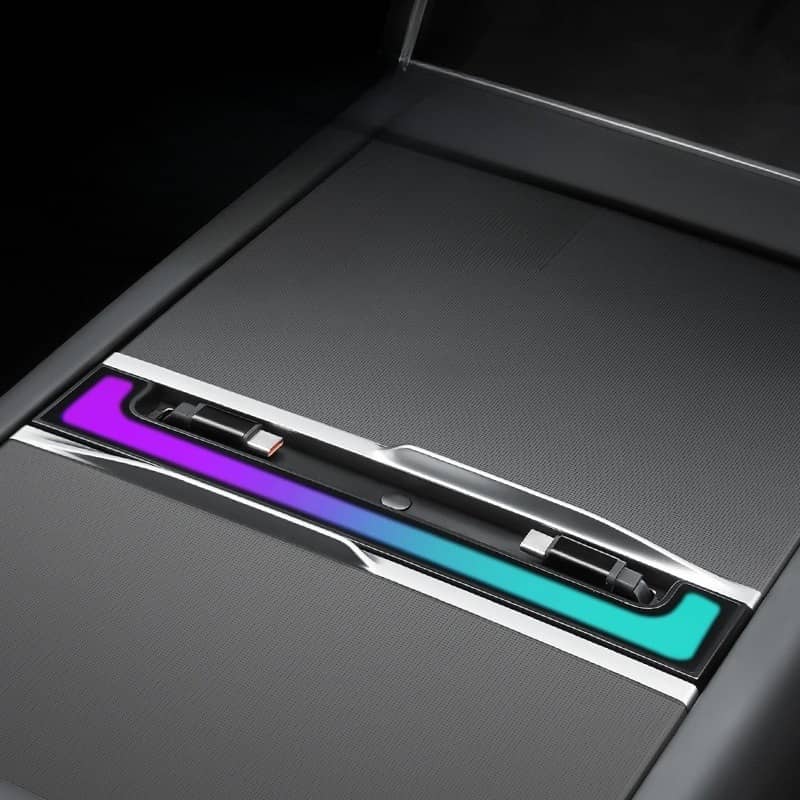 Center Console USB Hub with Ambient Lighting for Model 3 Highland/ Model Y Juniper | TESERY
