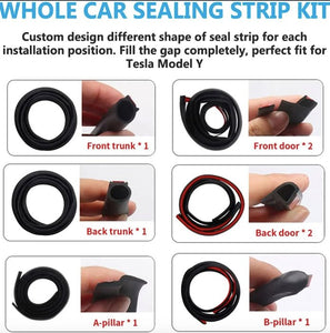 EPDM Door Seal Kit for Model Y | 8-Piece Full-Body | Noise Reduction | Weatherproof