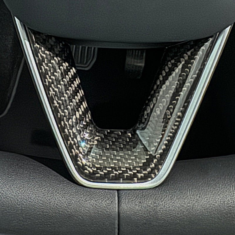 TESERT Dry Carbon Fiber Steering Wheel V-Cover for Model 3 Highland & Y Juniper