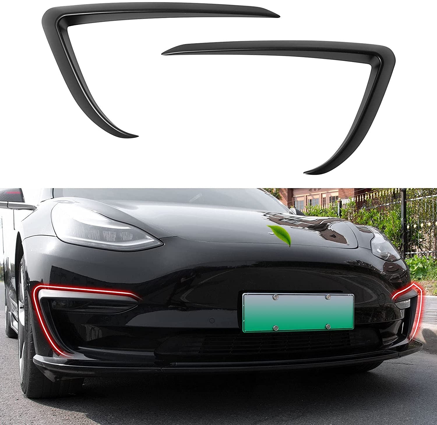 Front Fog Light Eyebrow Trim for Model 3/Y | 4 Finishes | 2-Pack