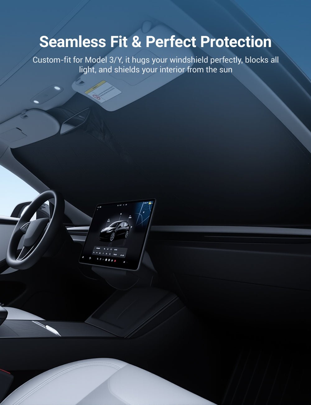 Front Windshield Sunshade for Model 3 / Model Y | TESERY