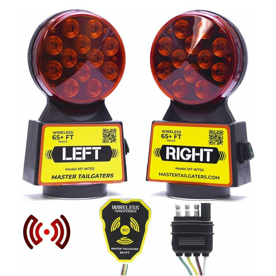 Wireless Magnetic Trailer Tow Lights | 65 Foot Range | 4 Pin Round, 4 Pin Flat, or 7 Pin Flat
