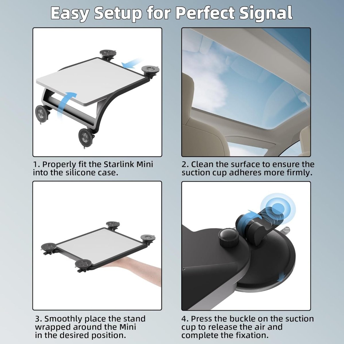 Starlink Suction Cup Mount | Non-Permanent Car Roof & RV Mount | Silicone Protected