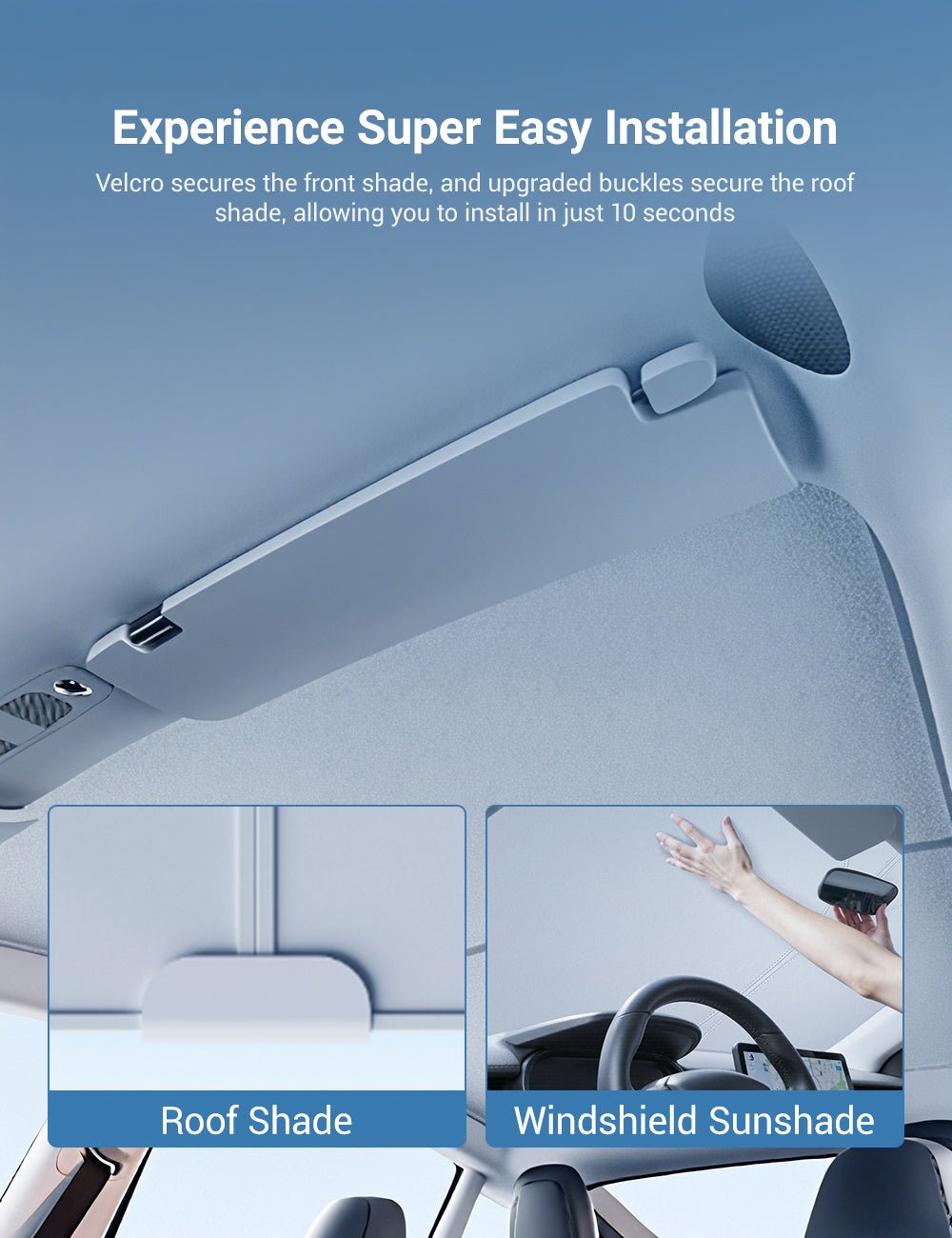 Summer Comfort Pack: Roof & Windshield Shades for Model Y Juniper