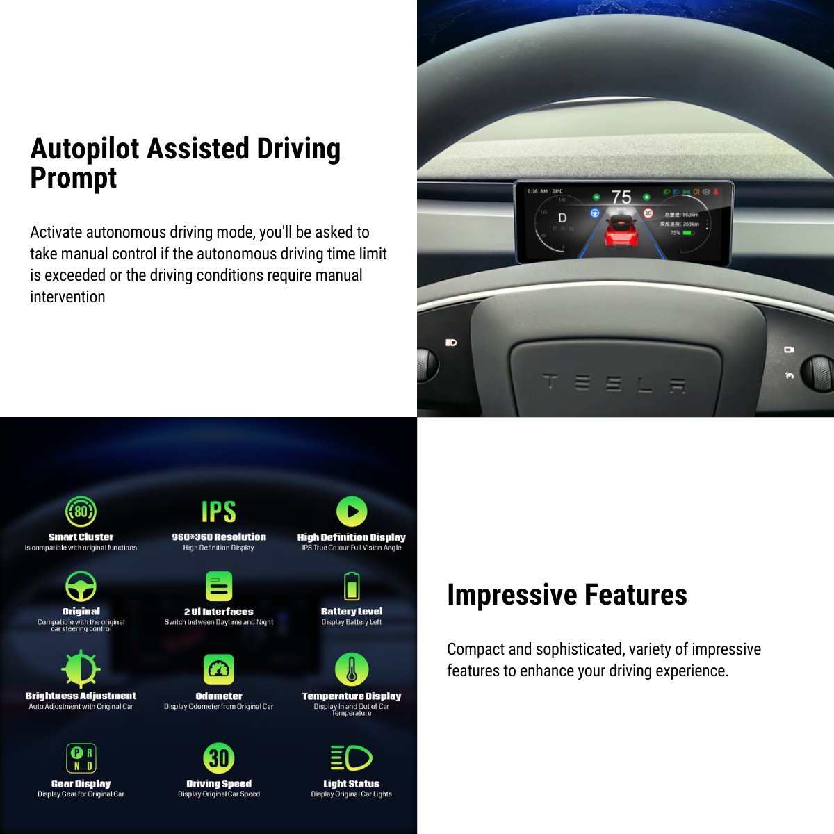 TESERY 6.2'' Dashboard Screen Display for Tesla Model 3 / Model Y